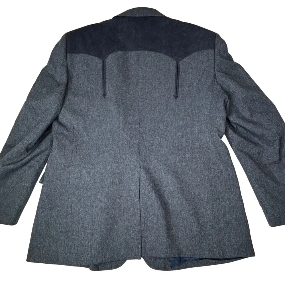Circle S Dallas Texas Western Yoke Sports Coat Boise Blazer‎ Blue 48R Rockabilly